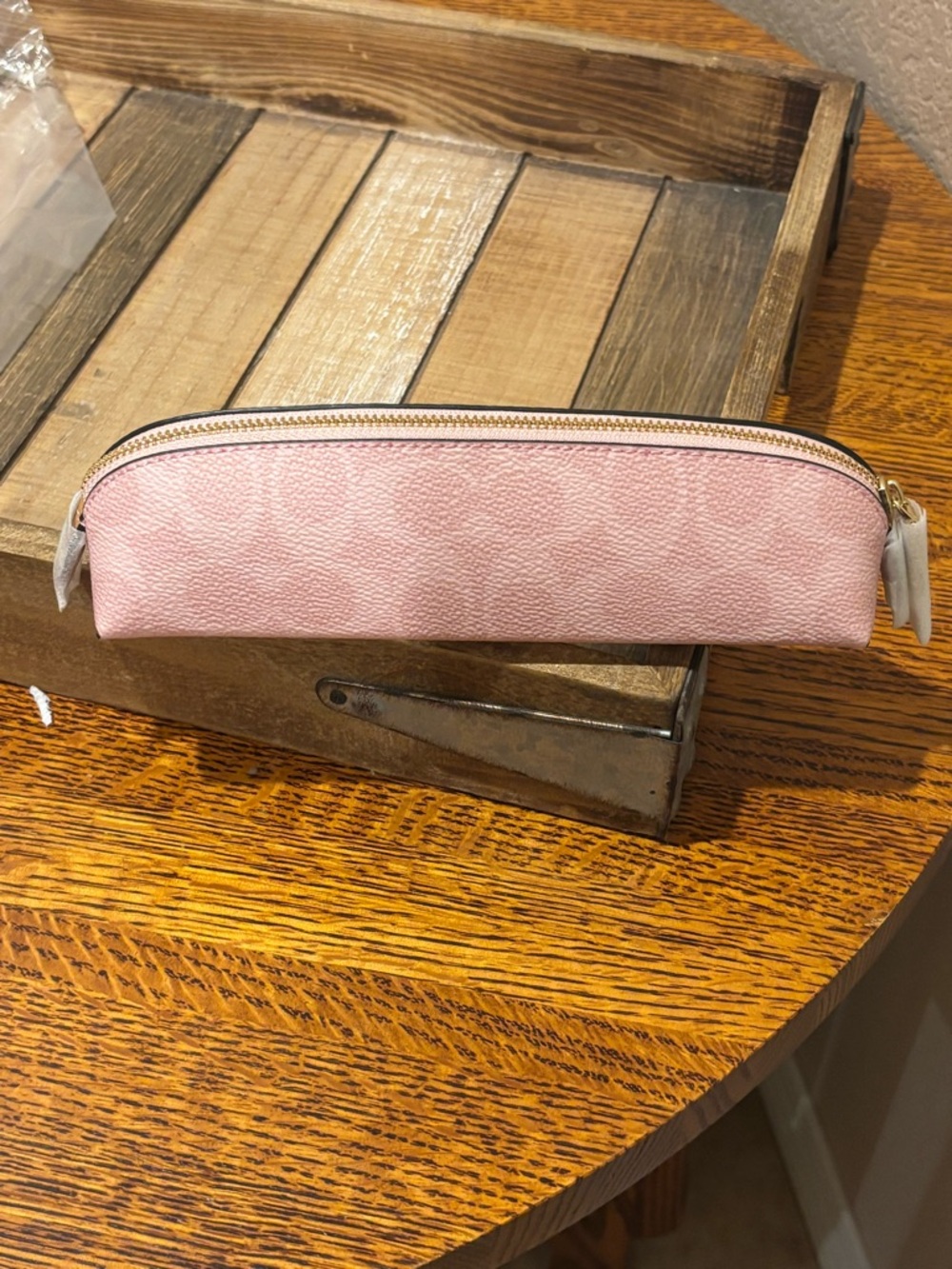 NWT 2026 Coach Pencil Case In Signature Canvas | Gold/Powder Pink CEA52